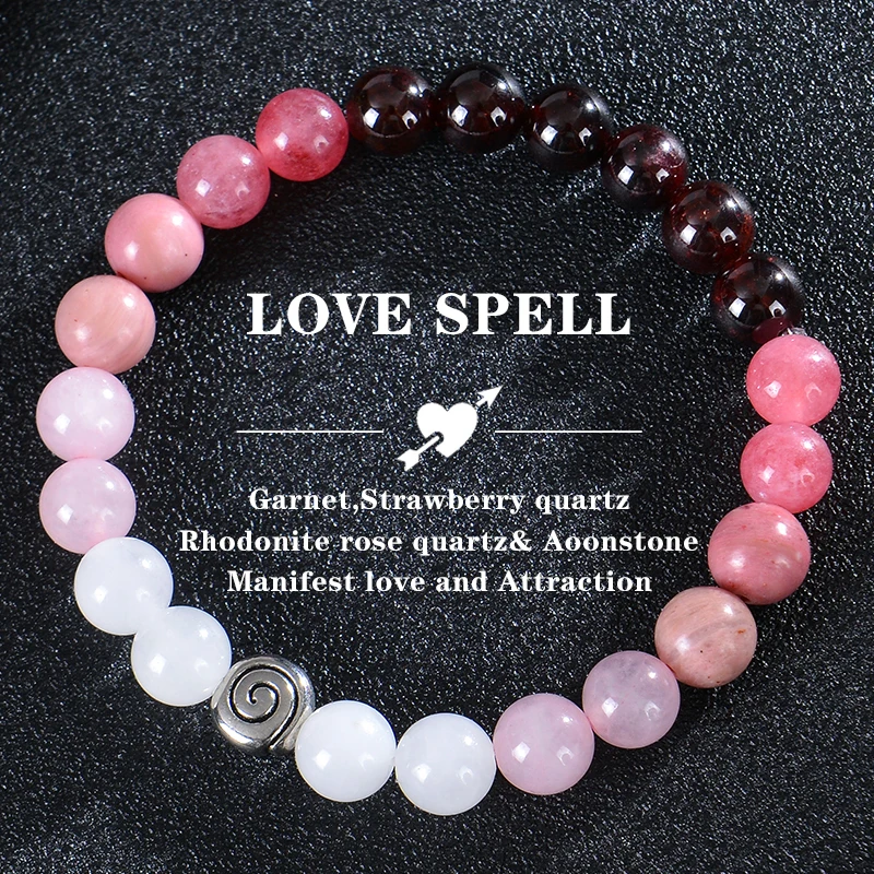 8mm Natural Stone Beaded Bracelets for Women Lucky Attract Love Wealth Good Luck Colorful Charm Bracelet Jewelry Birthday Gift