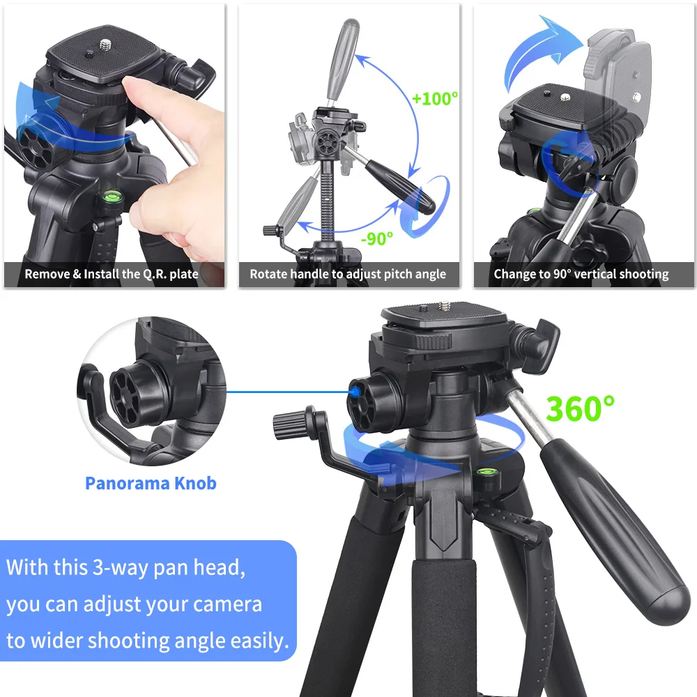 INNOREL RT20 Camera Tripod Lightweight Travel Professional Stand 8kg Maxload for DSLR,Cellphone, Canon,Nikon,Sony and DV Video