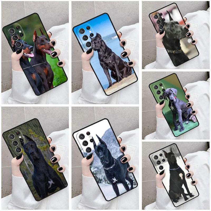 حافظة لهاتف سامسونج جالاكسي S24 S25 S23 S21fe S22 Ultra Plus Note 10 20 غطاء رائع Dane Dog لطيف