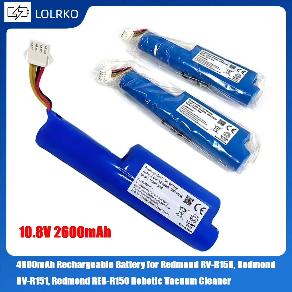 

New 10.8V 4000mAh Li-ion Rechargeable Battery For Redmond RV-R150 Redmond RV-R151 Vileda VR201 Petpro Robot Vacuum Cleaner