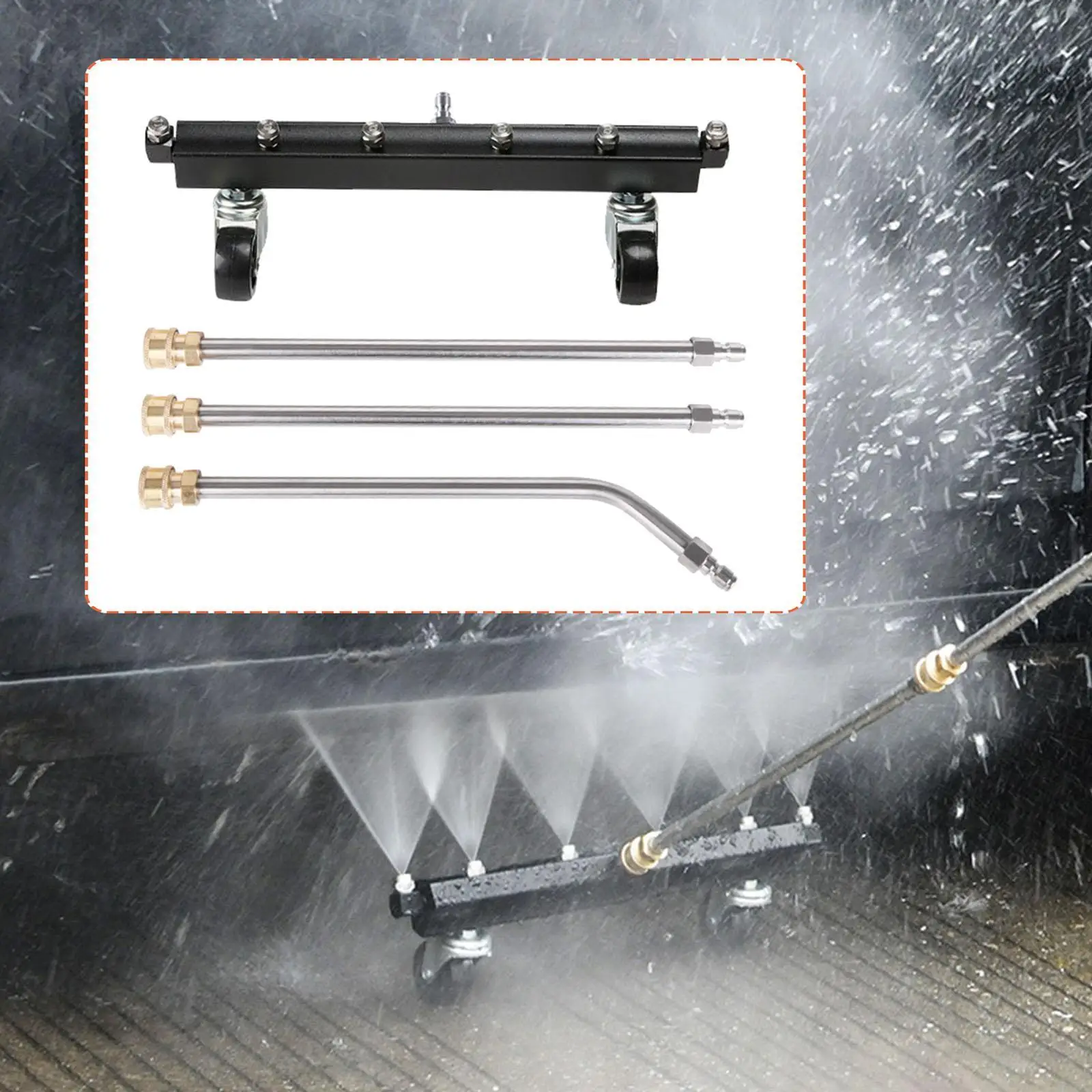Pressure Washer Undercarriage Cleaner Quick Connect Underbody Water Broom for Car Wash Machine and Surface Cleaning