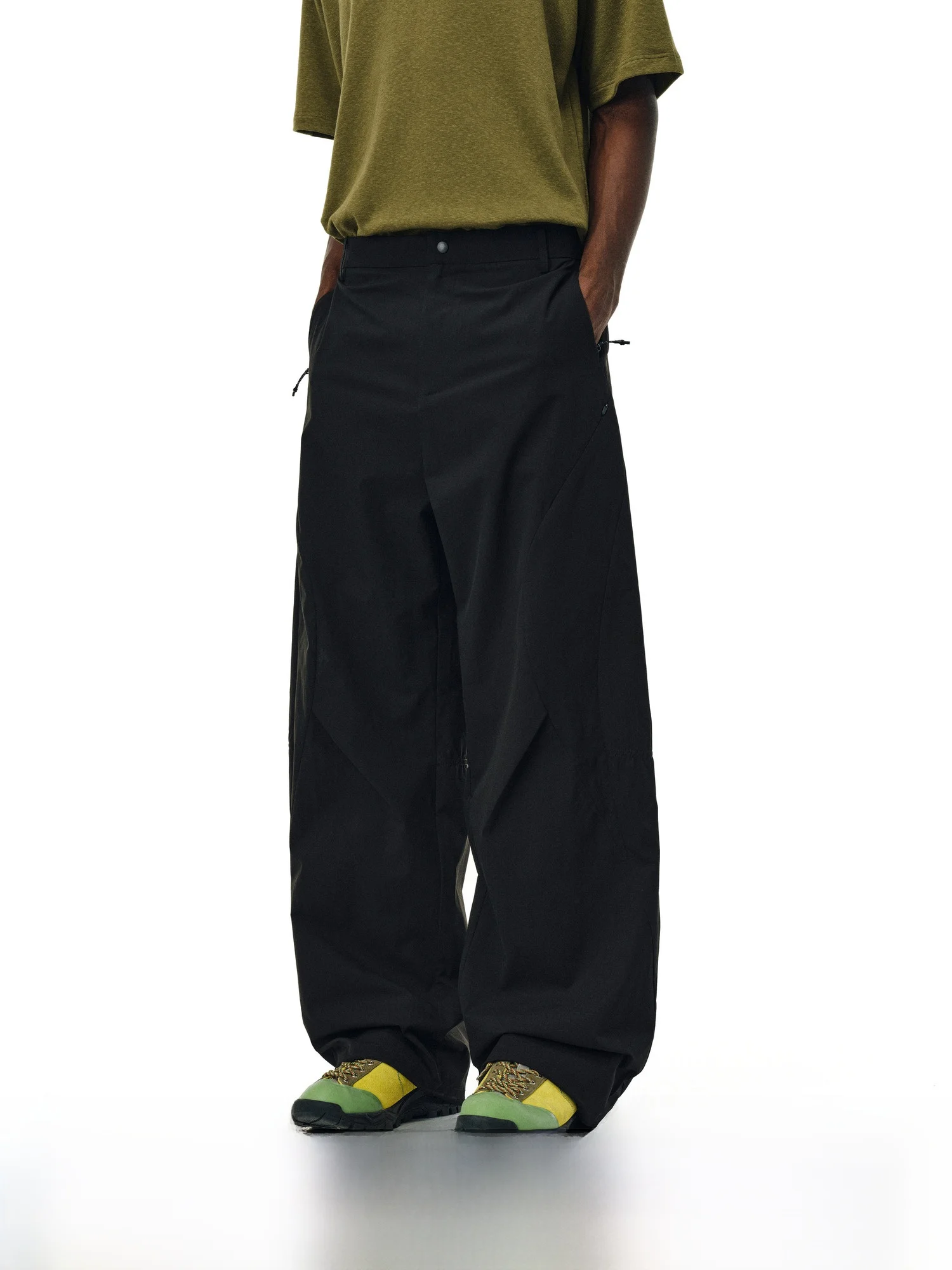 

FPA Outdoor Structure Pleated Long Pants Loose Design Summer Bla Casual Sports Leisure Trousers for Men Polyester Fiber