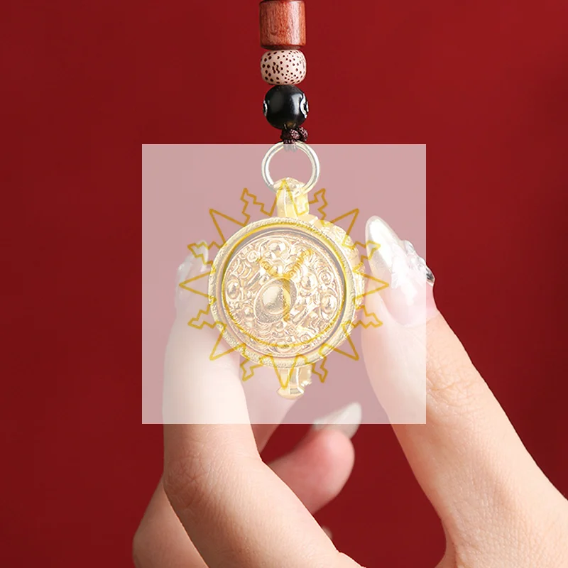 Twelve Zodiac Imitation Brass Rotating Treasure Bowl Keychain Lucky Hanging Pendant Decoration for Men Women Car Key Accessories