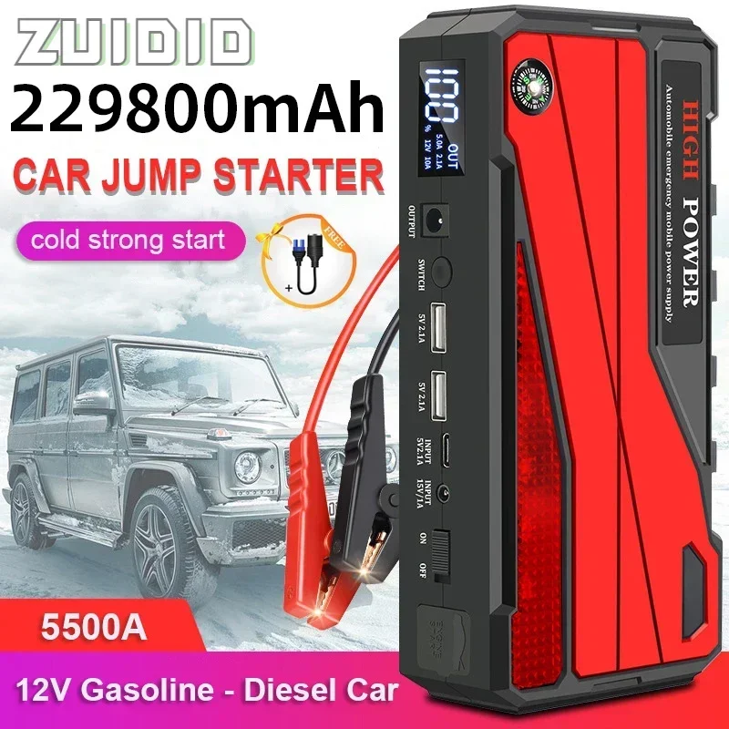 

229800mAh Portable Car Jump Starter Battery Power Bank Outdoor Emergency Start Battery Booster Charger 12V New Articles For Cars