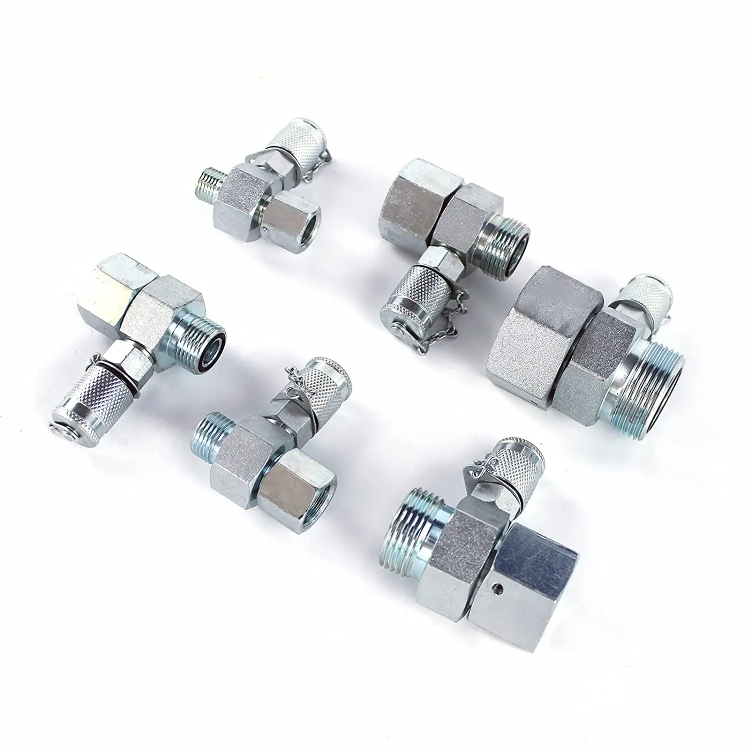 Orfs 6 Pack Hydraulische Swivel Run Tees Hydrulic Tee Connector Tester Tee Koppeling Set Voor Graafmachine Bouwmachines