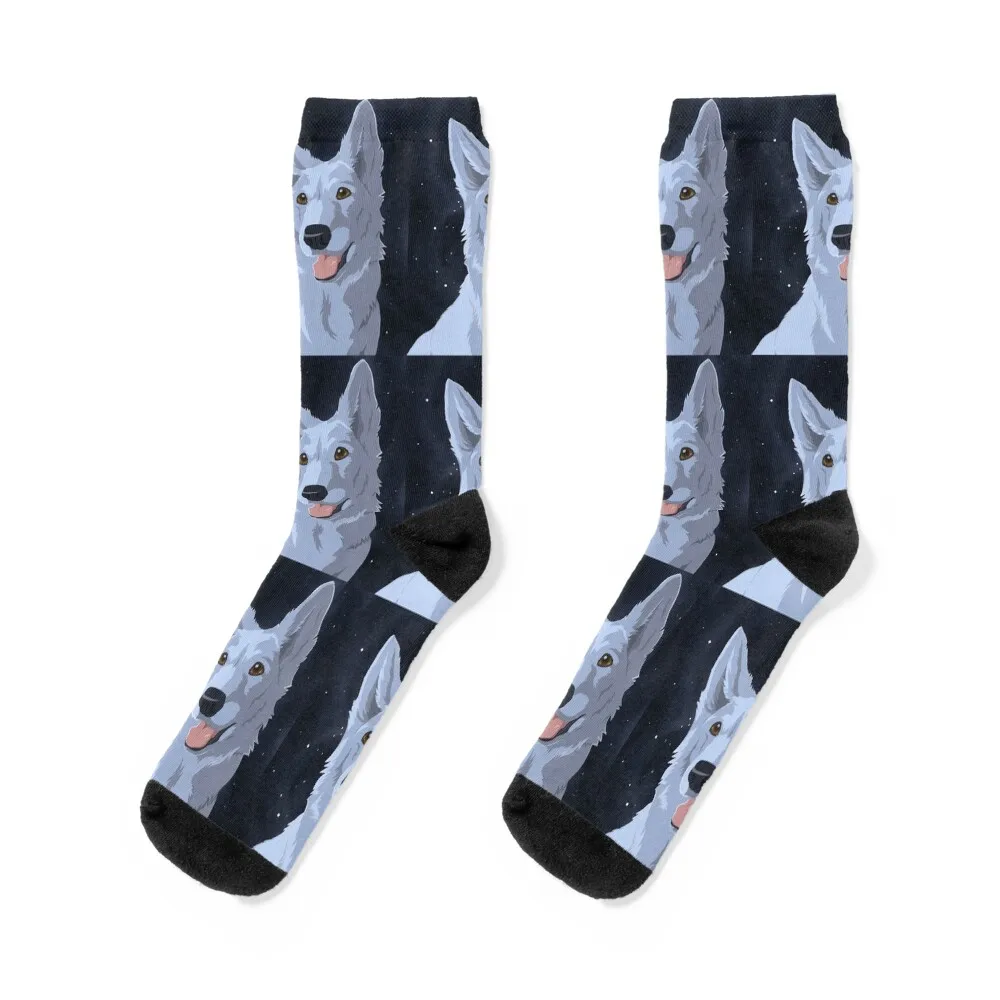 

White Swiss Shepherd Socks cartoon Lots floor heated Socks Men's Women's