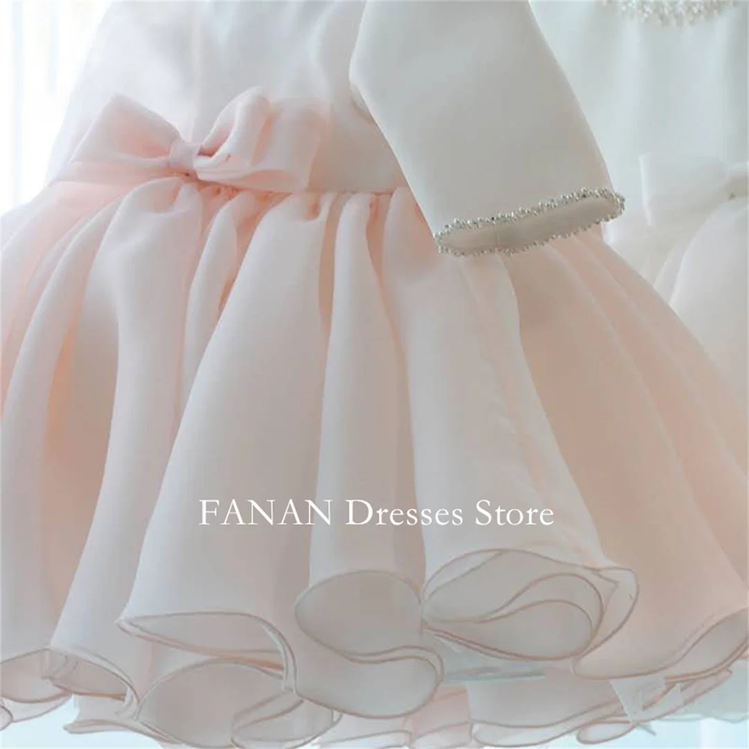 FANAN Cute Flower Girl Dresses Girls\' O-Neck Princess Organza Birthday Dress For Kids Birthday Party First Communion Dress