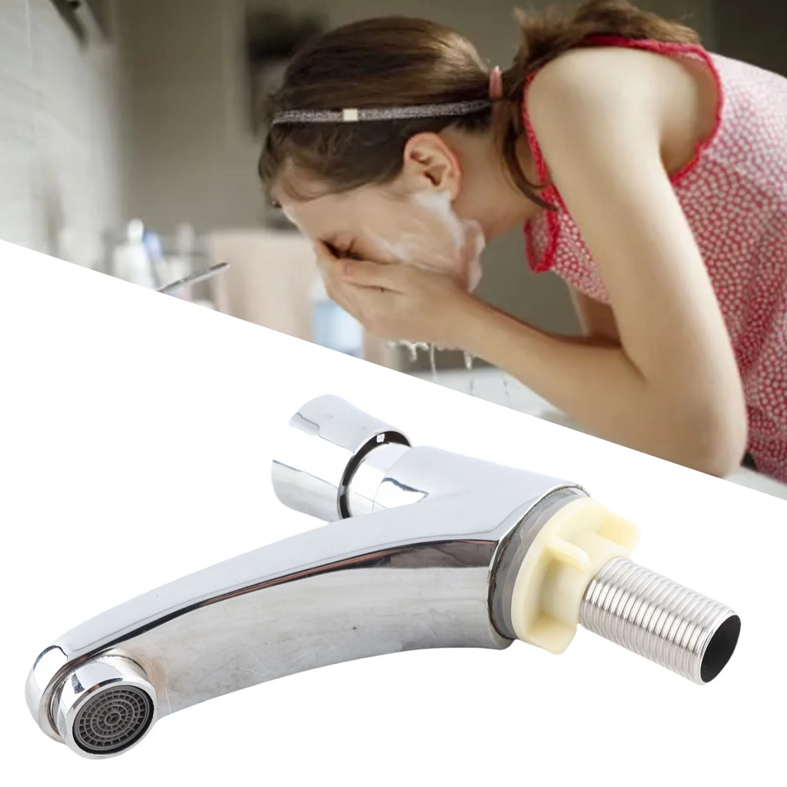 Basin Sink Tap Home Faucet Time Delay Faucet Copper Self Closing Single Cold Sink Taps for Home Kitchen Public