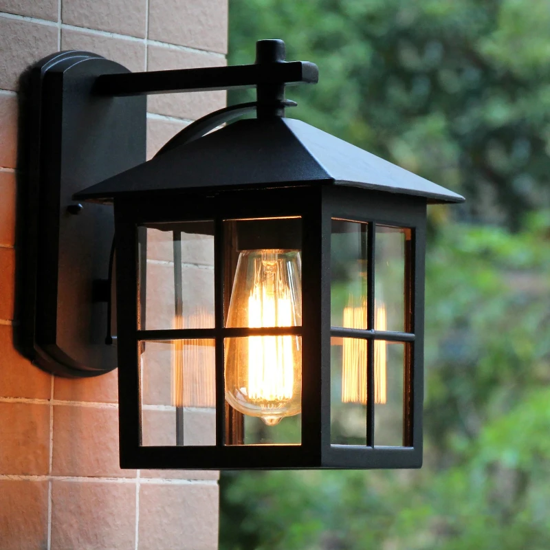 Vintage Wall Sconce American Country Retro Cage Outdoor Waterproof Wall Mounted for Garden Porch Entryway Exterior Hallway