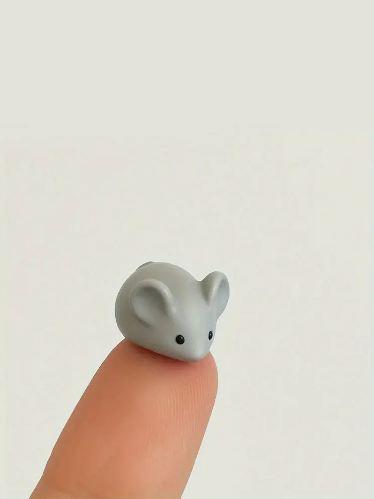10/20 pièces de miniatures de souris en résine grise, figurines d'animaux de jardin féerique pour micro-paysage en mousse, artisanat de bricolage, ornement de maison