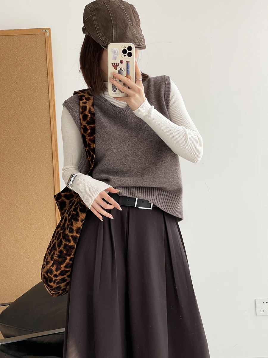 

High Densi Woolen Svel Vest Street Sle V-Ne Winter Warmth PSEUDORANDOM ENCOUNTER Tee Colors College Sle Layering