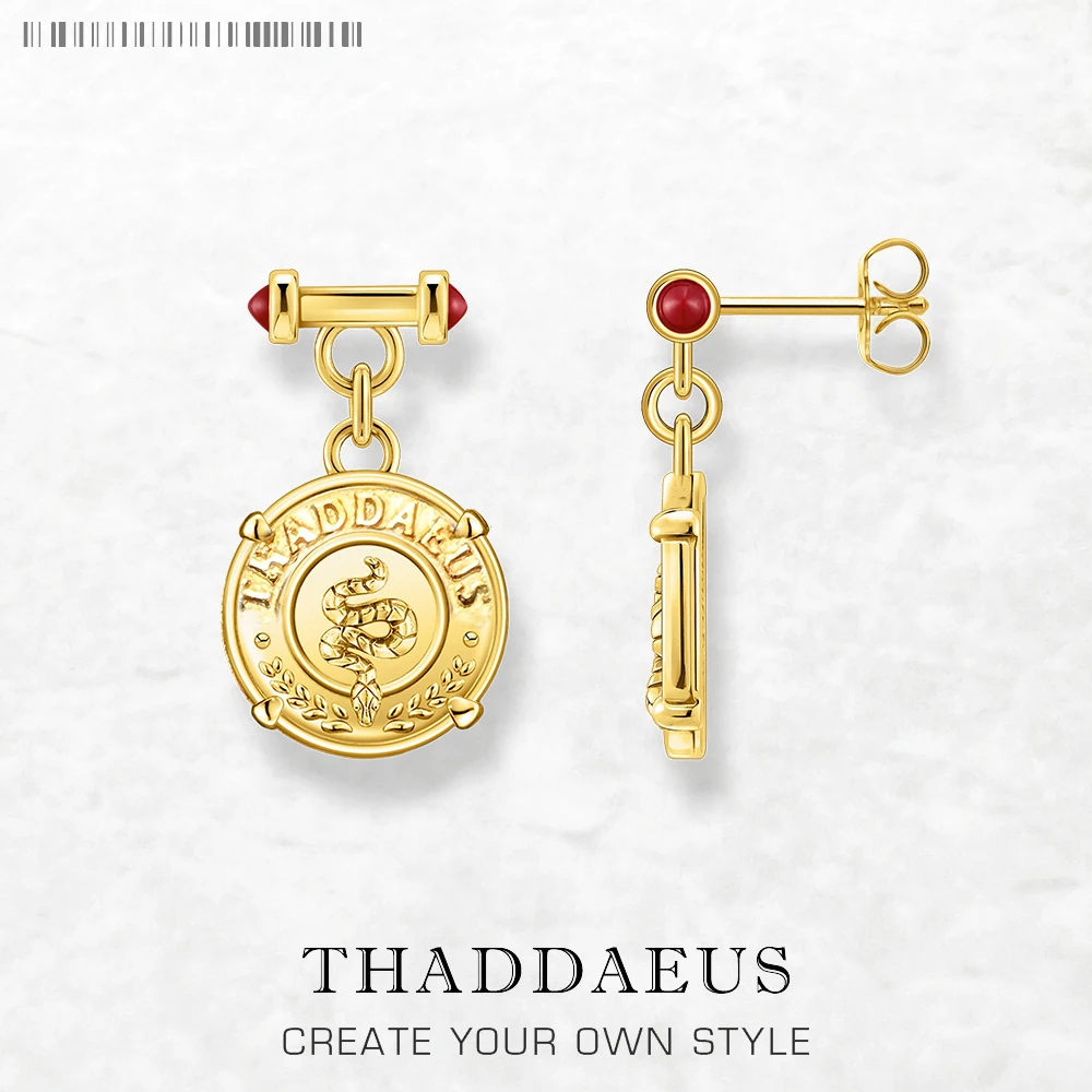 ゴールドメッキイヤリングコイン真新しいファインジュエリー女性のためのヴィンテージギフト本物のスターリングシルバー 925