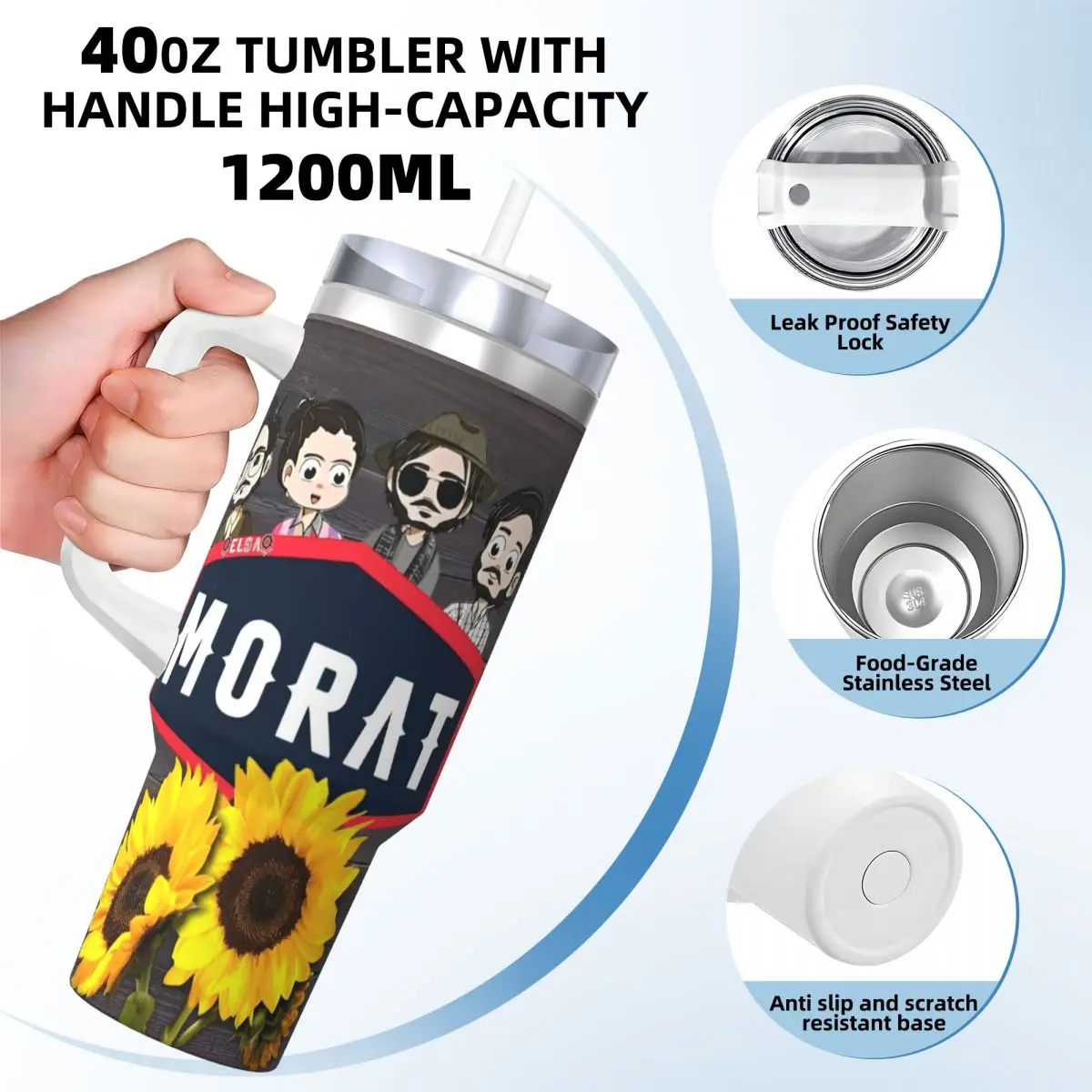 Stainless Steel Tumbler Morat Music Band Thermal Mug Portable Cold and Hot Mugs Cup Beach Custom DIY Water Bottle