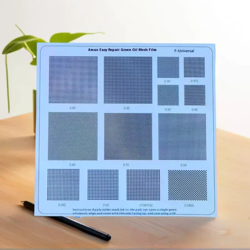 Inclusive UV Solder Mask Green Oil BGA Reballing Stencil with Hole Ranges 0.3/0.35/0.375/0.4/0.5/0.58/0.6/0.8/1.0mm