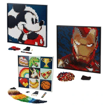 Disney wall decor portraits Marvel Iron Man and Mickey 31199 21226 31202 building blocks bricks puzzle toy gifts for children