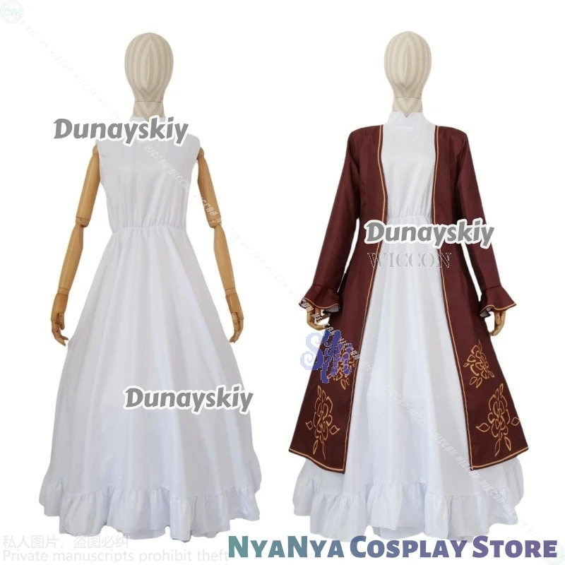 ชุดคอสเพลย์คาทีนจากอนิเมะเกมลิมบัส คอมพ์ย์ สไตล์วินเทจแบบพระราชวัง สีน้ำตาลหวานๆ โลลิต้า ชุดเดรสสีขาว สำหรับงานปาร์ตี้ฮาโลวีน