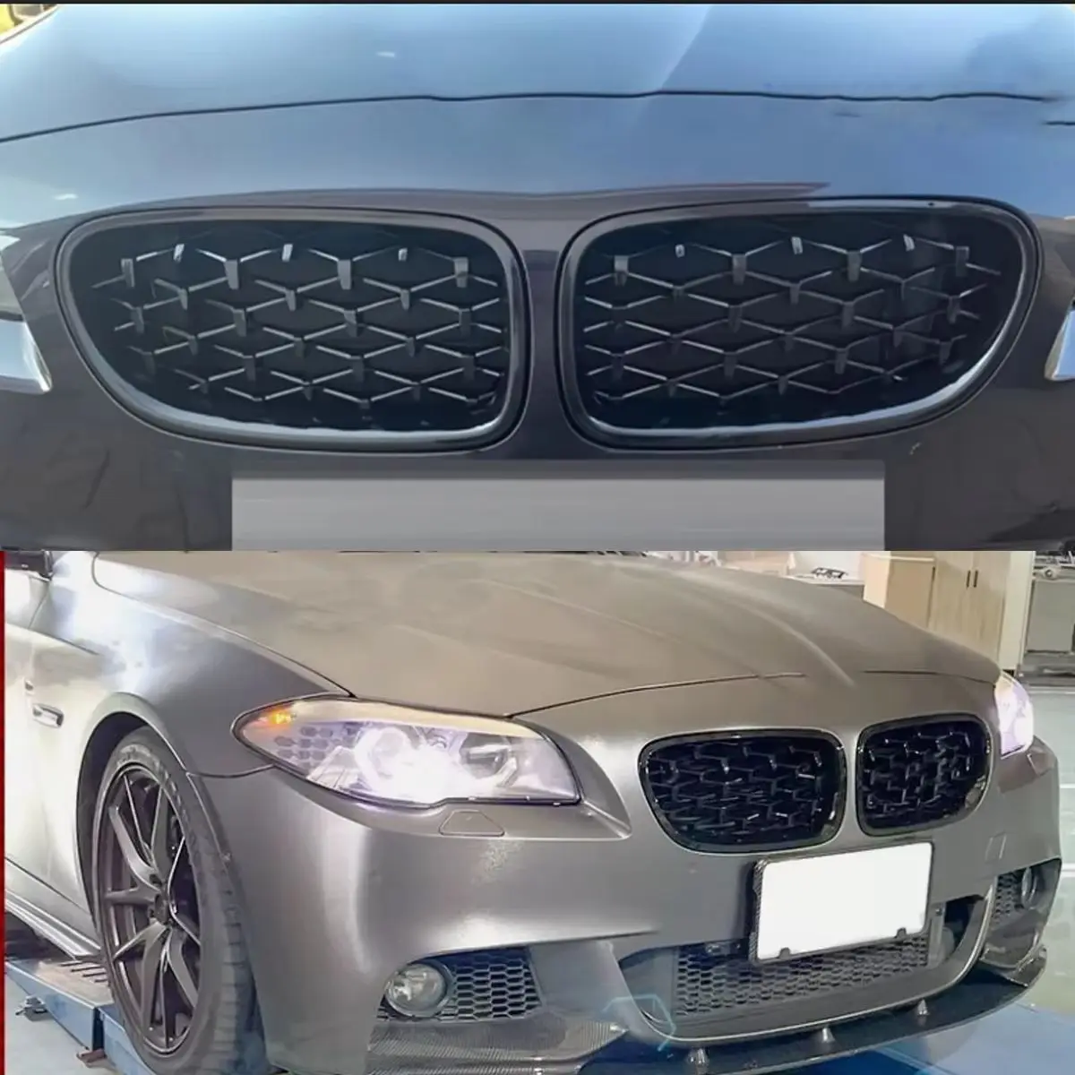 Glänzend schwarzer Kühlergrill für BMW 5er F10 F11 520i 528i 535i 550i M5 2010-2016 Diamant-Stil Frontnieren-Stoßstangengrill