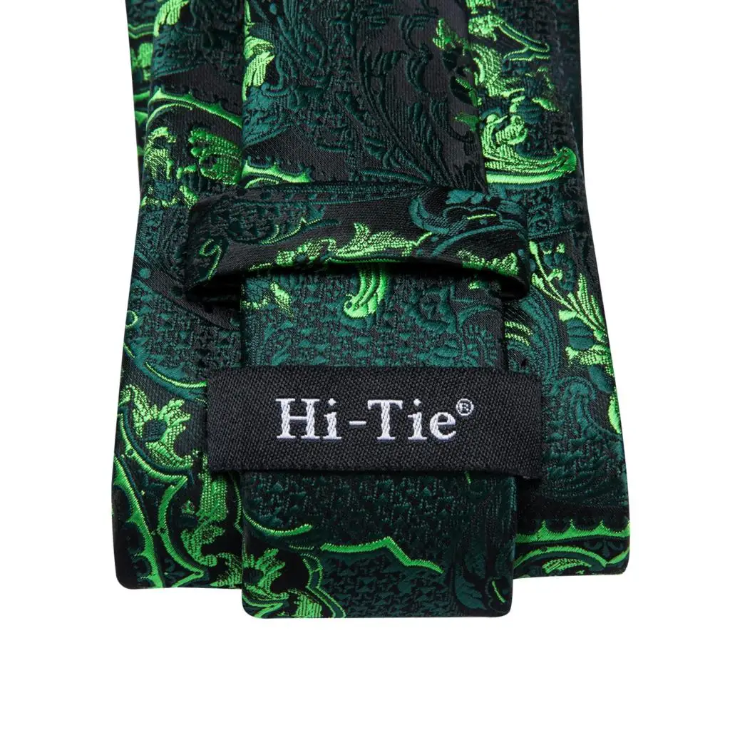 Hi-tie cerceta verde sólido paisley seda gravata de casamento para homens design de moda qualidade hanky abotoaduras masculino presente gravata