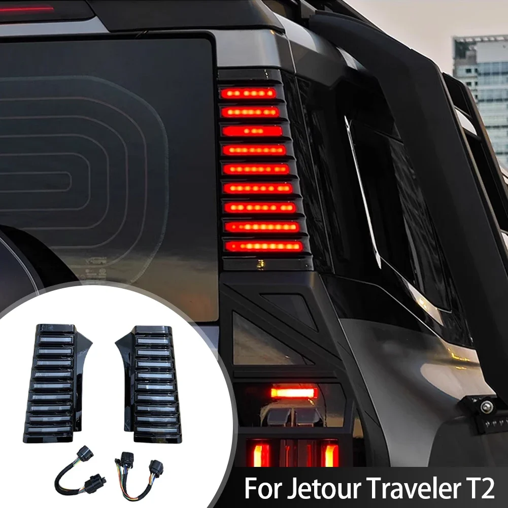 Car Rear Turn Warning Lights Fit for JETOUR Traveler T2 2023-2024 LED D-pillar Lights Car Exterior Decoration Accessories