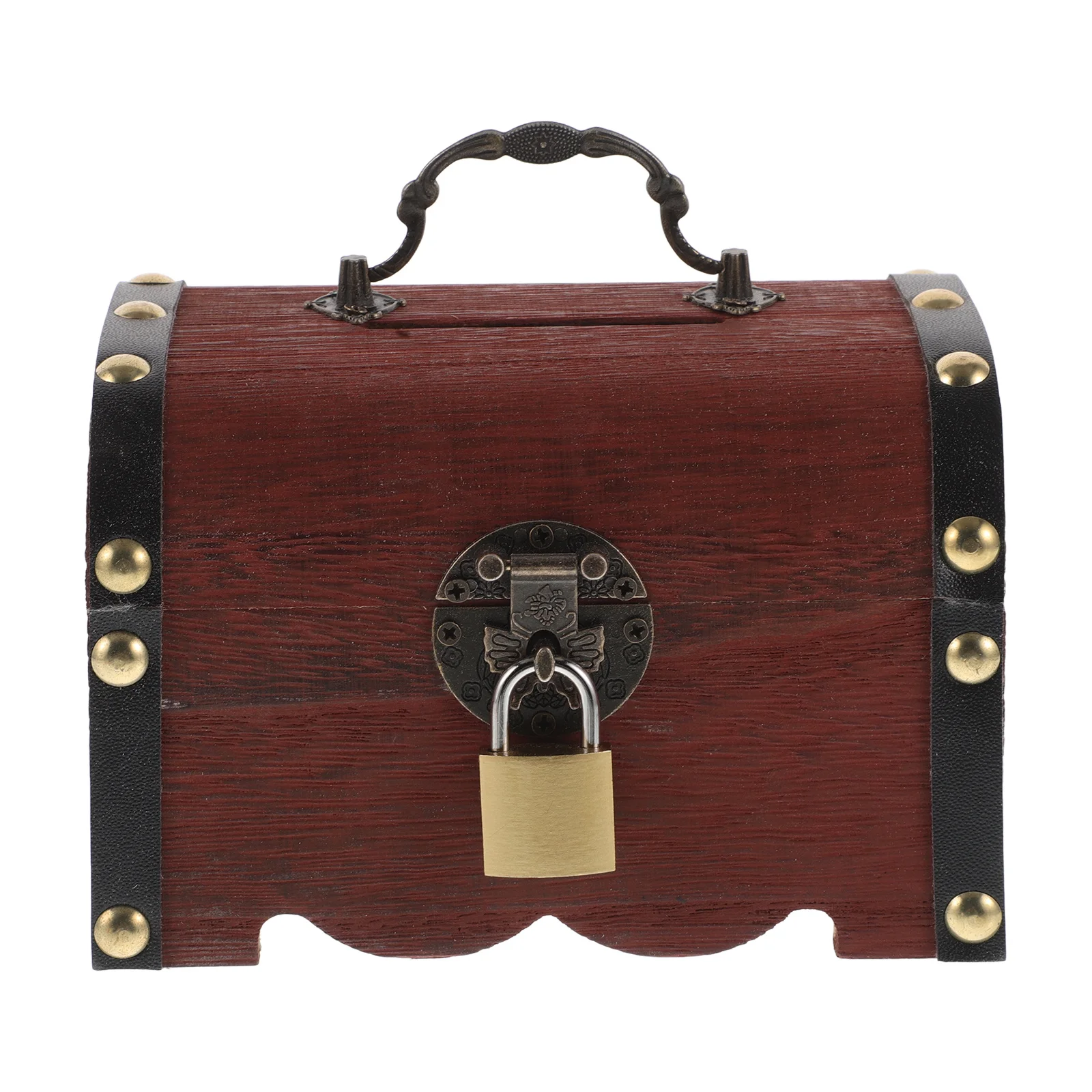 Tirelire pour enfants coffre au trésor en bois avec serrure boîte d'économie d'argent de grande capacité pour enfants cadeau éducatif créatif sécurisé