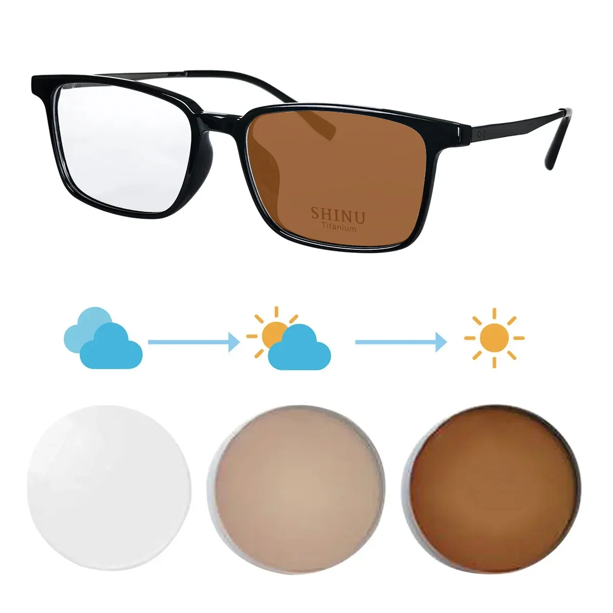 SHINU Photochrome Multifokalbrille Nah- und Fernbrille mit Titanrahmen für Herren Intelligente progressive Gläser – Detail 7