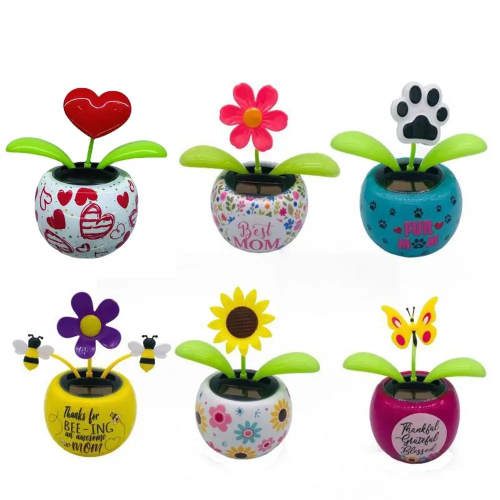 Energia balançando gadgets do carro decoração de plantas movido a energia solar dança flor painel do carro ornamentos flor balançando