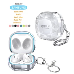 Suitable for Samsung Galaxy BudsLive/Pro/2/2Pro/Fe headphone protective case with transparent diamond pattern and keychain