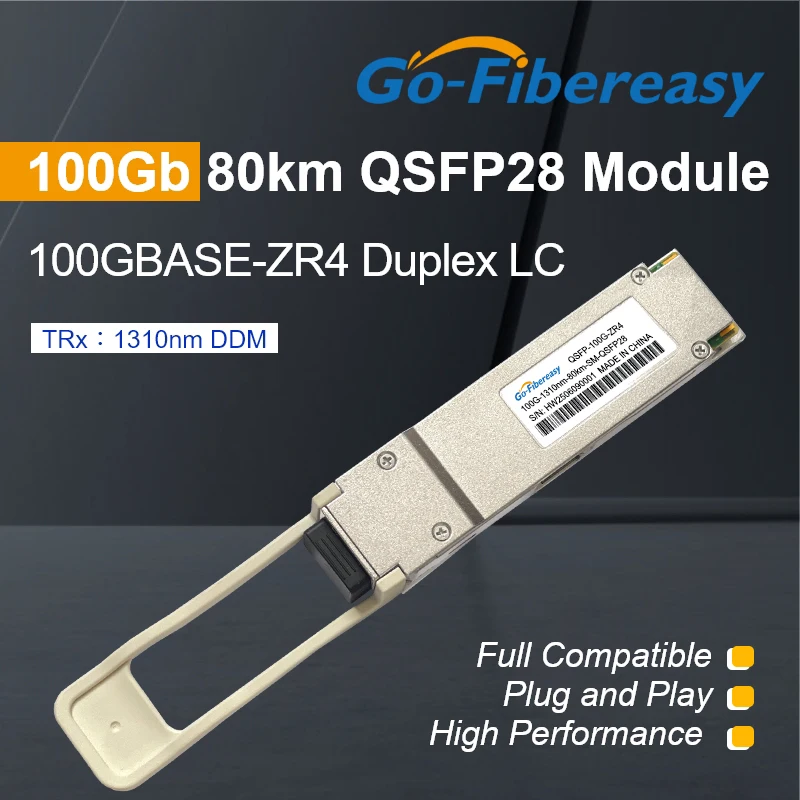 

Модуль QSFP28 100G 80 км 1310 нм LC SMF GBIC 100Gbase-ZR4 QSFP Оптический трансивер для коммутатора Ubiquiti, Huawei, Microtik, ZTE Ethernet