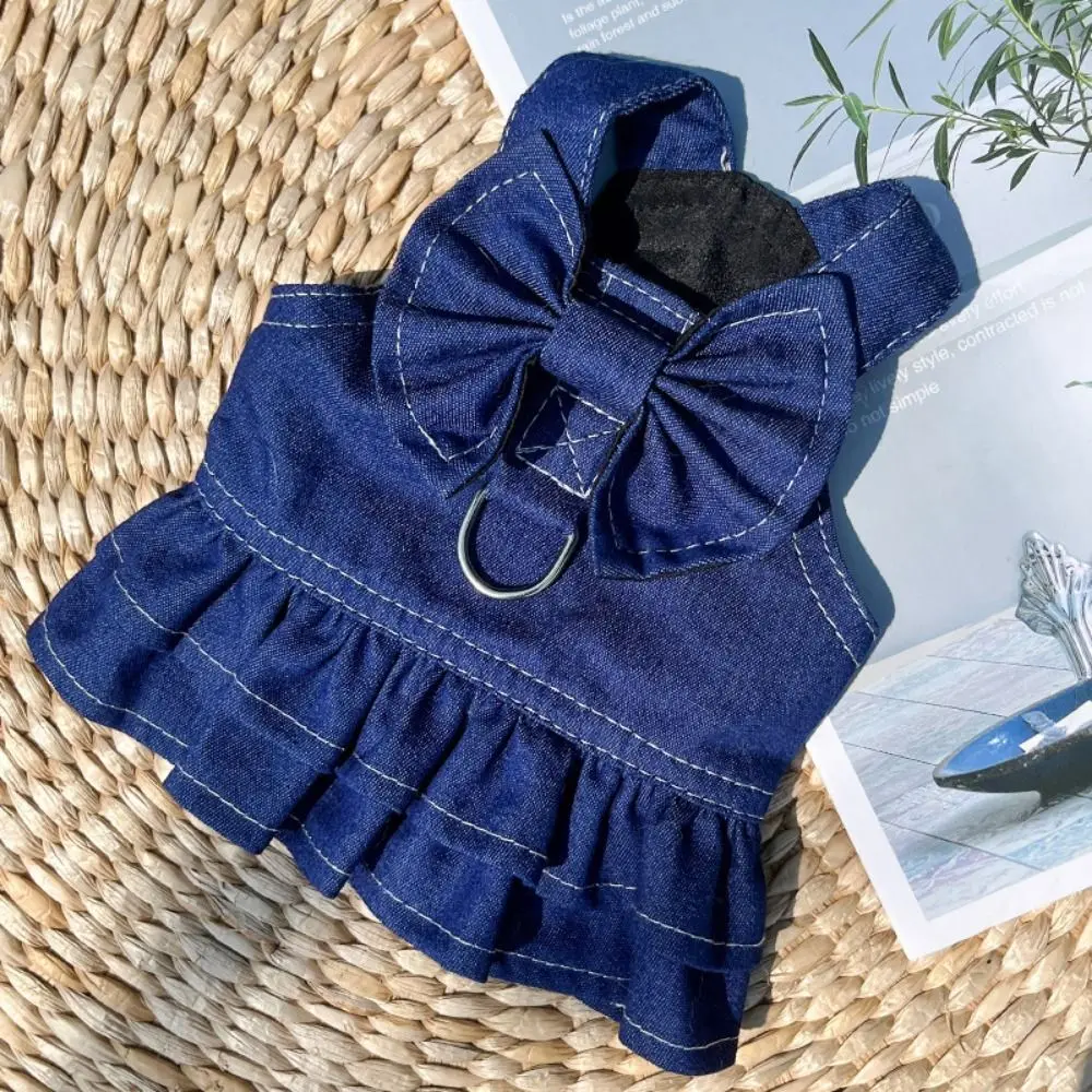 

Durable Washable Pet Denim Skirt With D-Ring Cute Dog Dress Reusable Cat Jeans Skirt Dog Walking