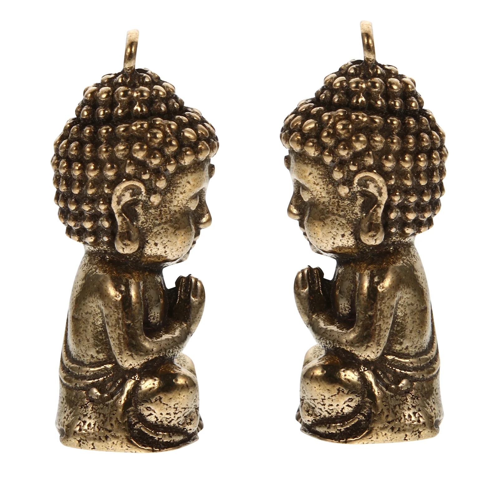 2 Pcs Pure Copper Buddha Figurines Necklace Necklaces Jewelry Pendant Bracelet Charm Statue