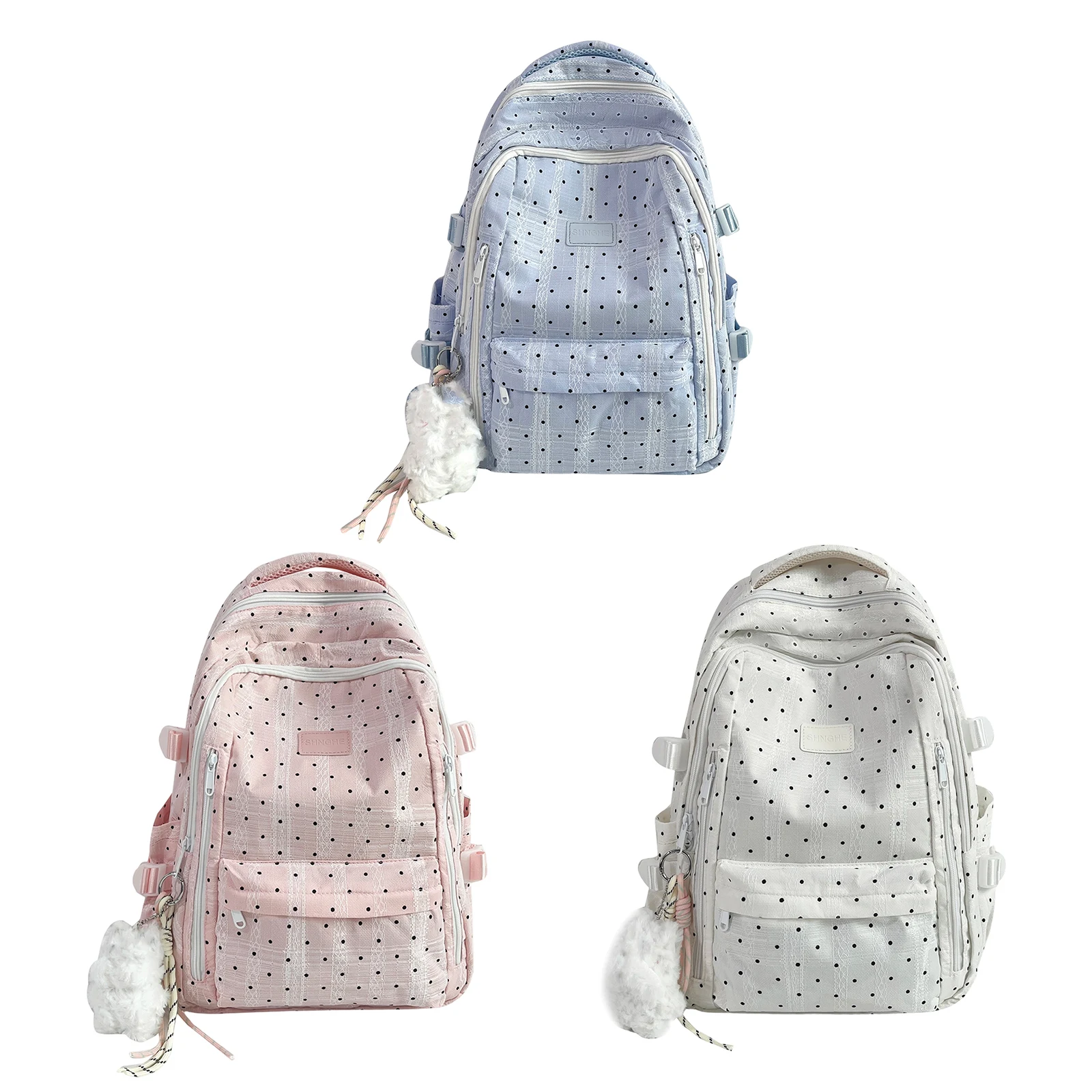 Women Large Capacity Aesthetic Backpack with Zipper and Pendant for Travel Outings Picnics Recreational Activities