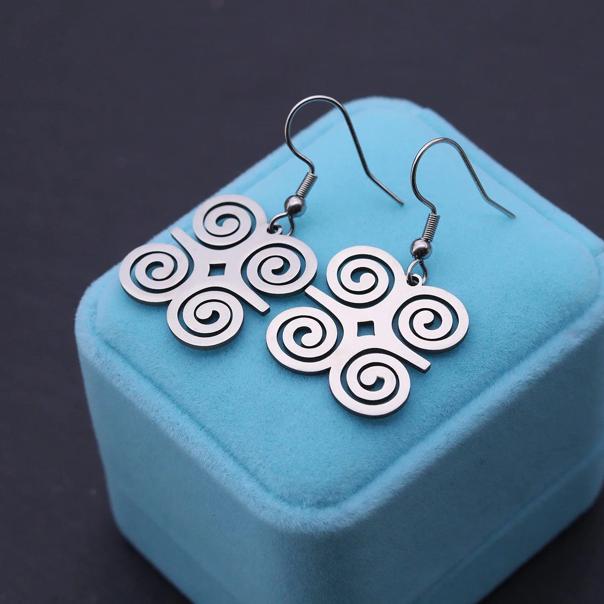 Todorova Creative Stainless Steel Cloud Swirl Earrings , Unisex Gifts for Women & Men Daily/Party Wear