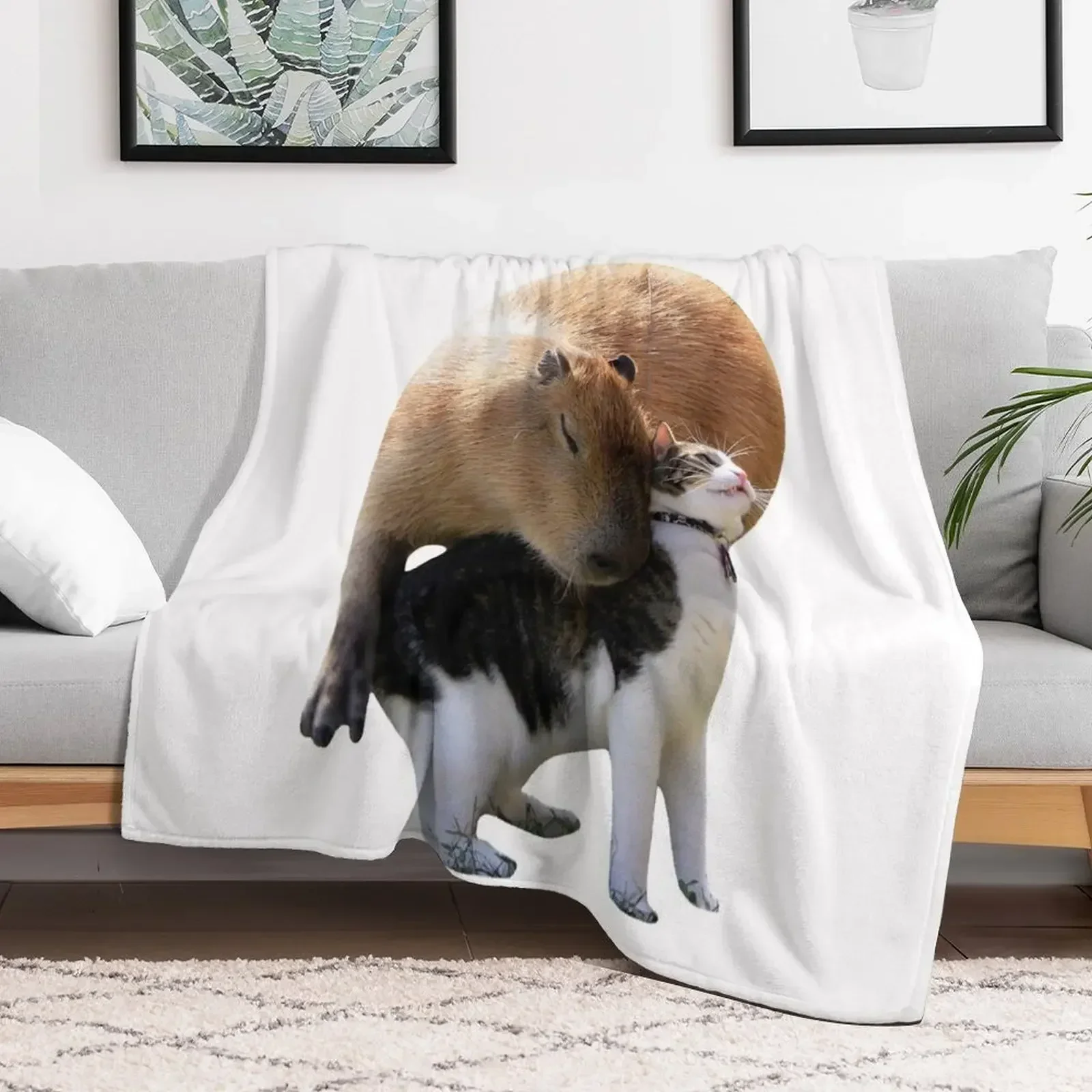 

Capybara & Cat Throw Blanket Baby Quilt Blankets