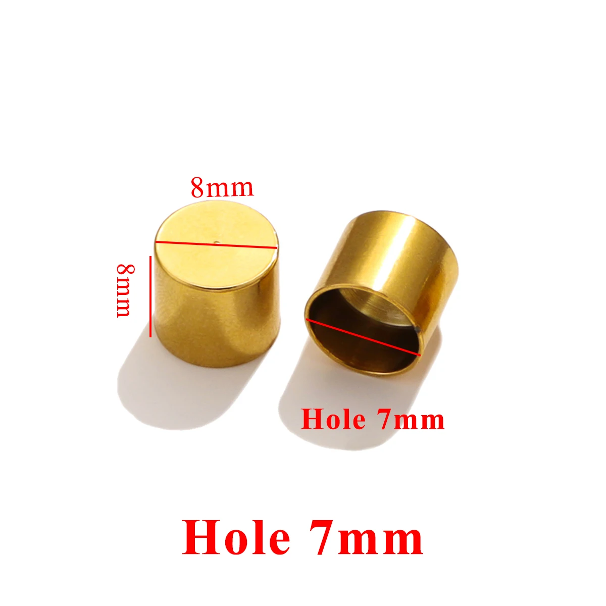 10 Stück Edelstahl-Zylinder-Lederbandverschluss, goldfarbene Crimp-Spitzen-Endkappen für Halskette, Armband, Verbinder, Schmuckherstellung
