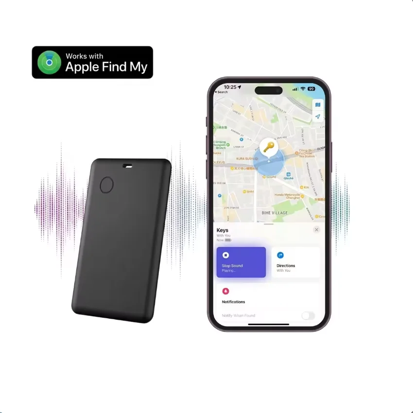 Ultra Thin Wallet Tracker Card, Works with Apple Find My , Bluetooth Anti-Lost Item Locator for Luggage Passport Bag