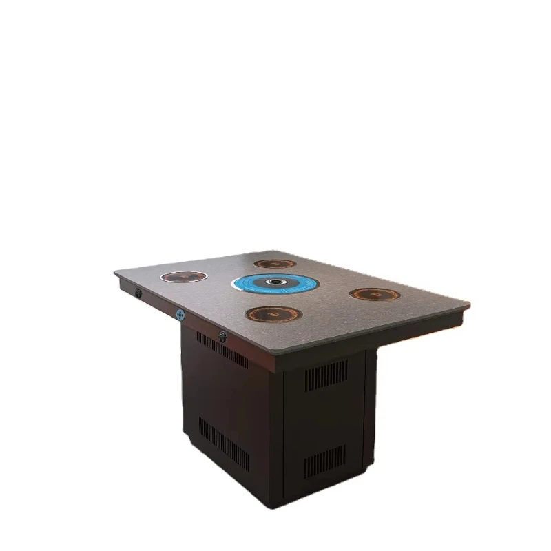 One-piece hidden hot pot with independent built-in Korean barbecue electric hot pot table