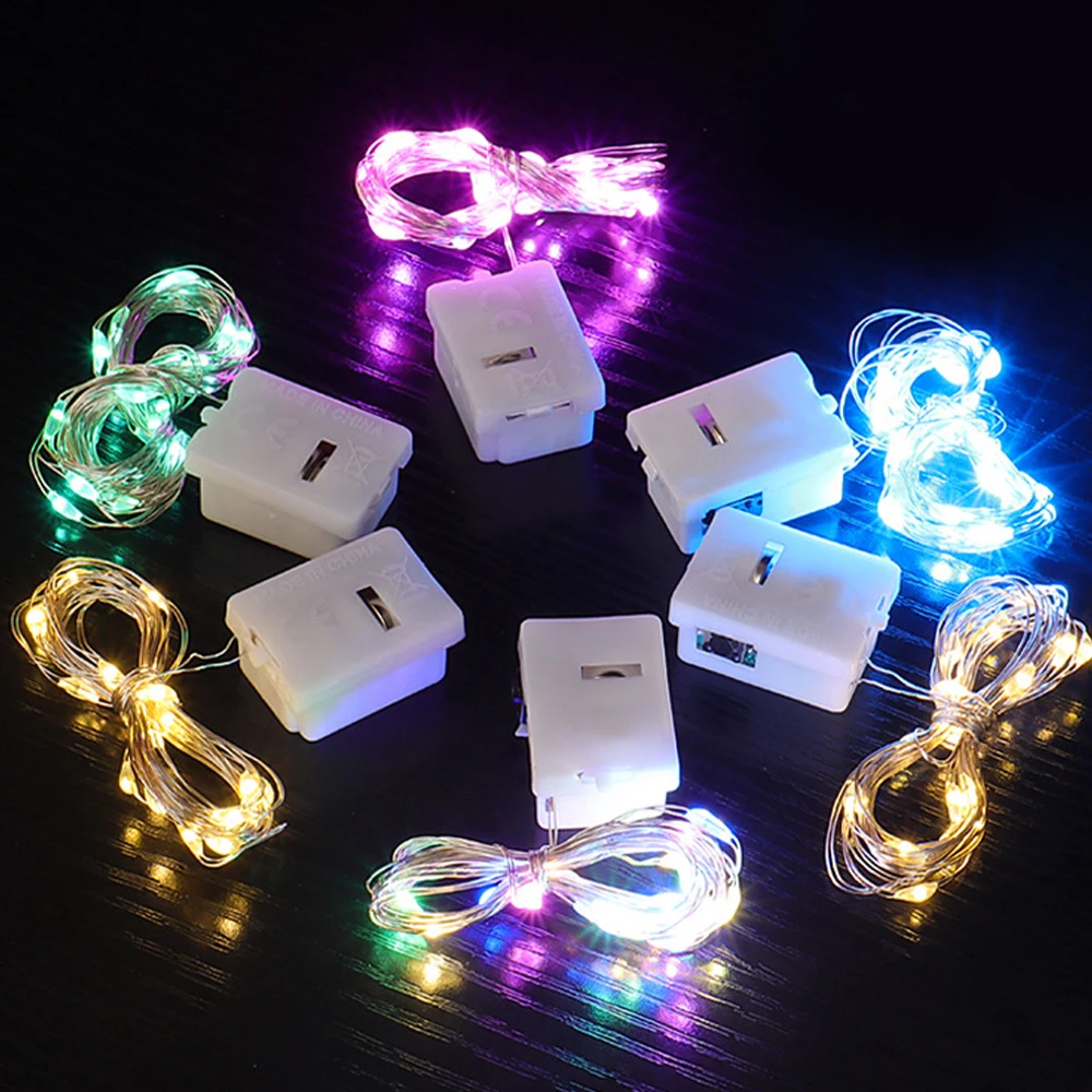 12PCS LED String Lights with 3 Speed Modes, Battery Operated Fairy Lights Silvery Wire Christmas Lights Mini Firefly Lights