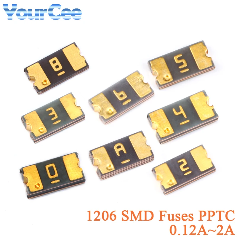 100 szt./5 szt. 1206 0,12A~2A SMD PPTC Bezpiecznik Samoresetujący 1,5A 0,35A 2A 1,1A 0,75A 6V 0,12A 30V 0,5A 13,2V 0,2A 24V Resetowalny 1210
