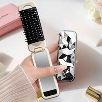 2 In 1 Mini Hair Brush Folding Massage Comb Head Massage Anti-Static Portable Hair Combs Mirror Air Cushion Scalp Massage Comb