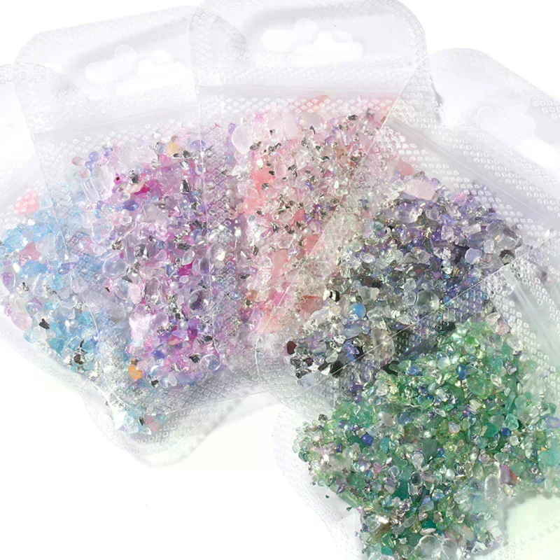 Irregular Nail Crystal Gravel Glass Crushed Stones Jade For Nails Decoration Accessories Parts Manicure Rhinestone Charms 1 Pack