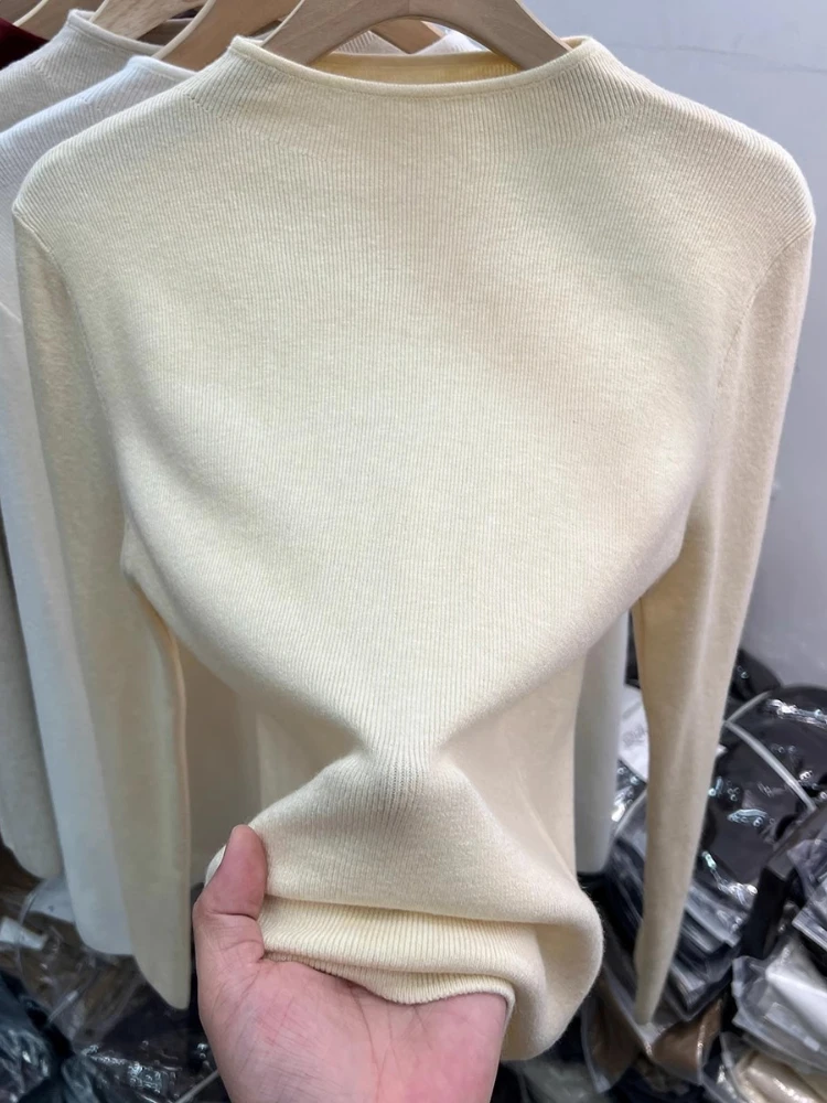 

2025 Solid Versatile Base Layer Jumper Autumn Winter Turtleneck Soft Waxy Knitted Sweater Women's Slim Pullover Sweater