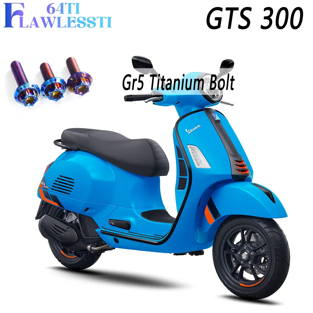 Болт из титана FLAWLESSTI Gr5 для Vespa GTS 300: для перчаточного ящика, водяной помпы, масляного бака, боковой крышки, двигателя, коробки передач, маятника, указателей поворота