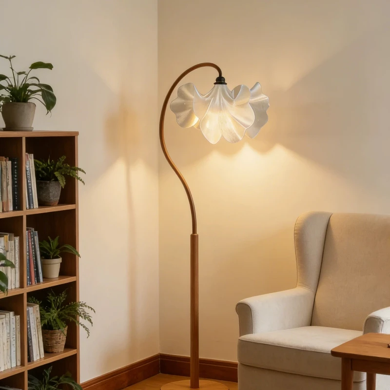 Pleated flower floor lamp Internet celebrity design artistic atmosphere lamp high value living room sofa corner decorative lamp