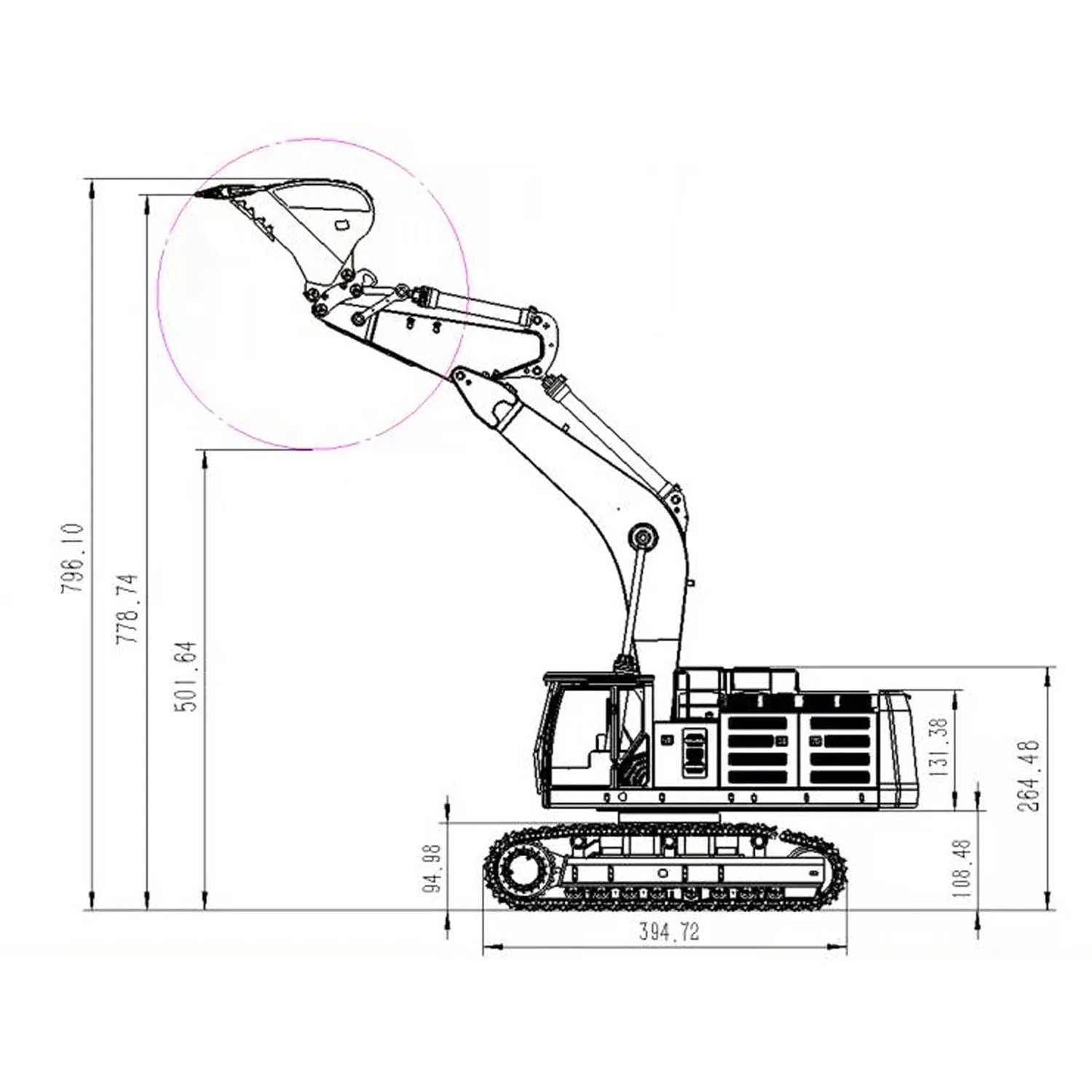 374F RC Escavatore Idraulico Macchina Pesante 1/14 Veicoli Digger di Ingegneria dei Metalli Telecomandati con Suoni Giocattoli TH22477