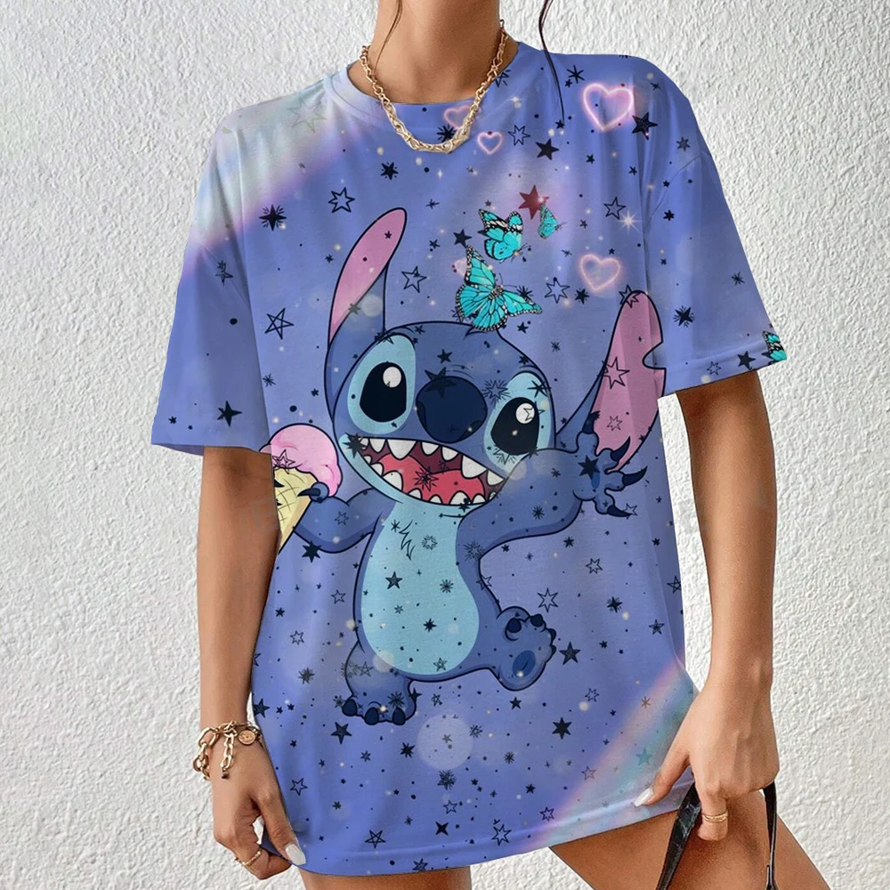 

Gothic Stitch Disney Funny Cartoon T Shirt Women Lilo Stitch T-shirt Graphic Tshirt Hip Hop Top Tees Female Clothes