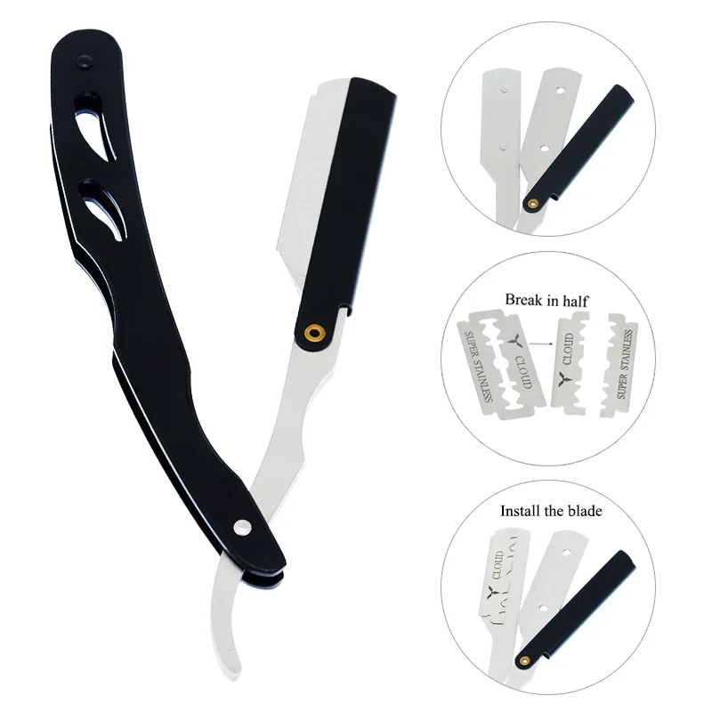 1 Pieza Maquinilla de Afeitar Profesional para Hombre y Cuchillas, Maquinillas de Afeitar Manuales para Afeitar la Cara, Cuchillos de Seguridad para Cejas, Herramientas de Rasurado y Corte de Pelo C0008A