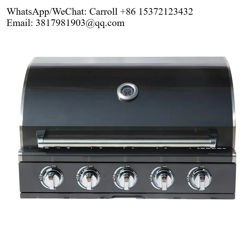 

30-Inch 5 Burner Stainless Steel 304 Black Titanium LPG Or Natural Gas BBQ Grill For Garden Party Or Kitchen Use