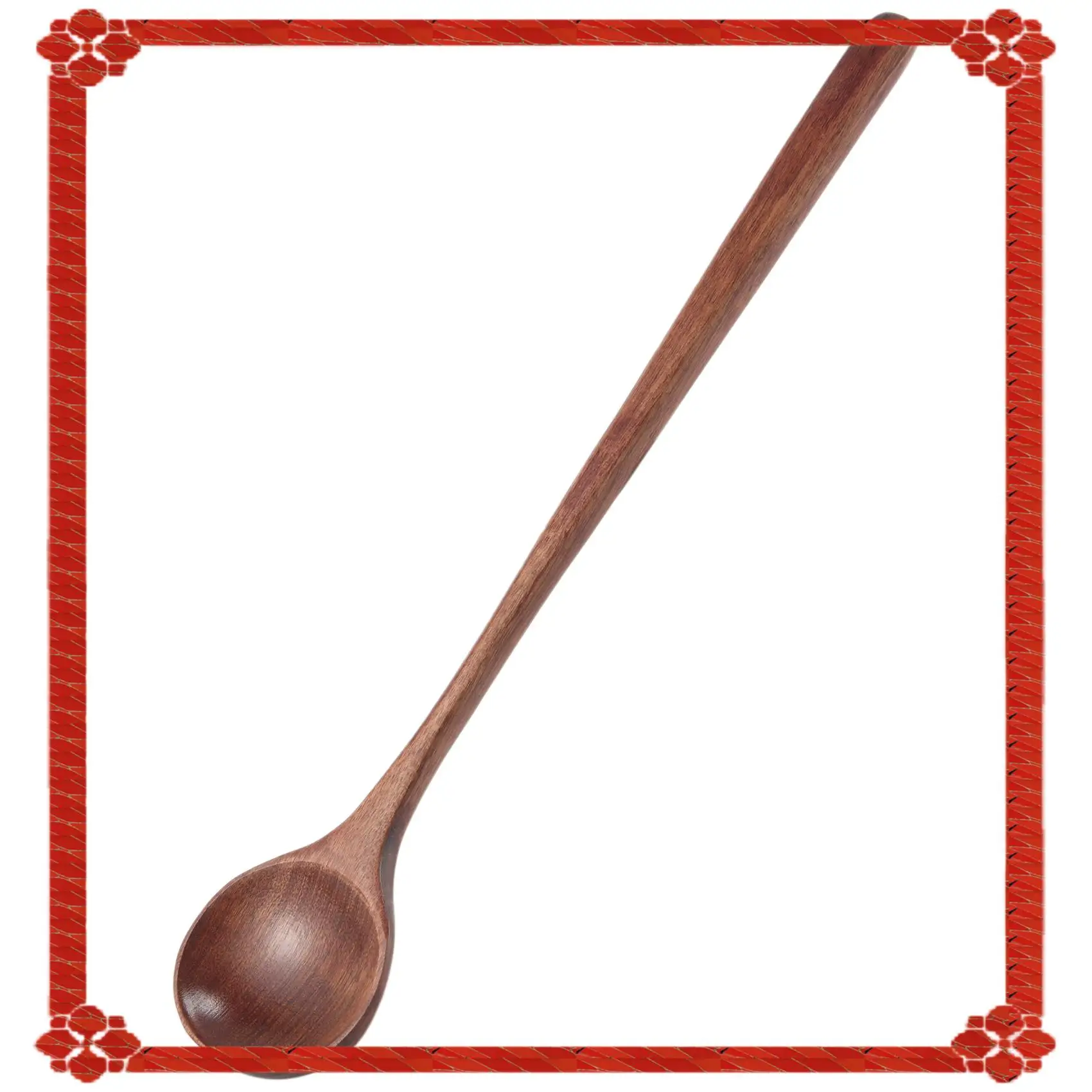

24-Hour Delivery 6 Pieces Wooden Spoons Kitchen Serving Long Handle Soup Spoons Cooking Tasting Spoons For Eating Mixing Stirrin