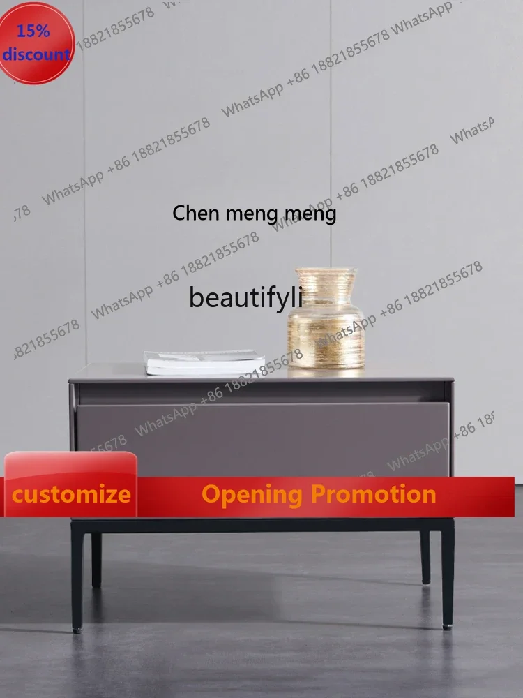 

B7304 ss Nordic Italian Style Bedside Table Light Luxury High Leg Side Cabinet Drawer Modern Minimalist Locker