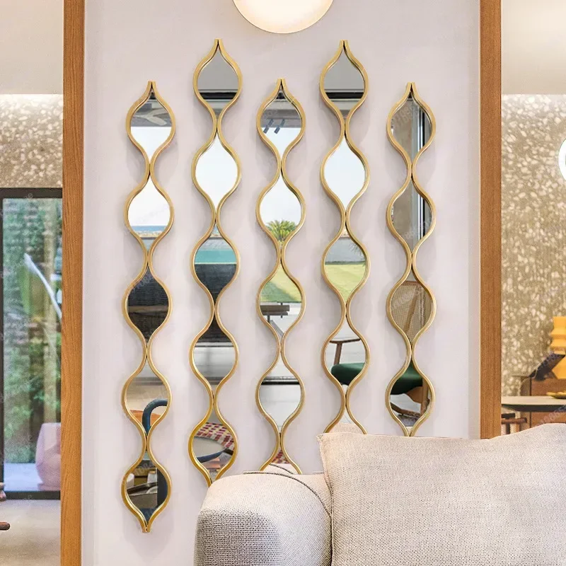 창의적인 물방울 모양 결합 단조 철제 벽 거울 인테리어 유럽식 물방울 벽걸이
